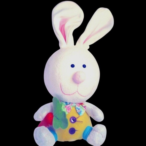 PRIMA Creations Easter Decor Bunny Rabbit 15" White Bow Tie Carrot NOT A TOY - Picture 1 of 8